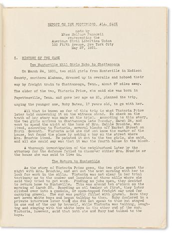 (CIVIL RIGHTS.) Hollace Ransdell. Report on the Scottsboro, Ala. Case.